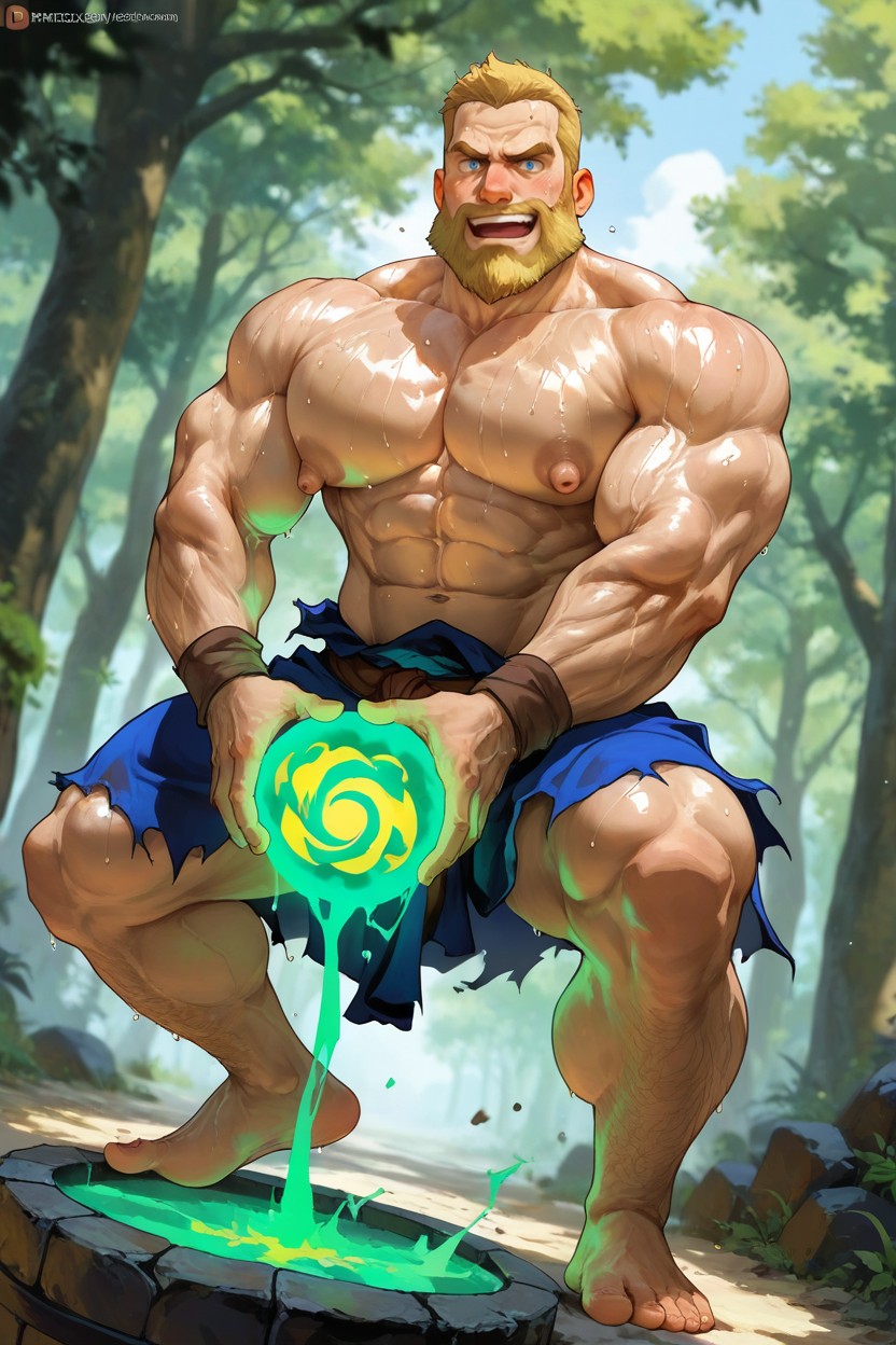 Low Combat Stance, Dynamic Angle, Green Magic AI Gay Porn