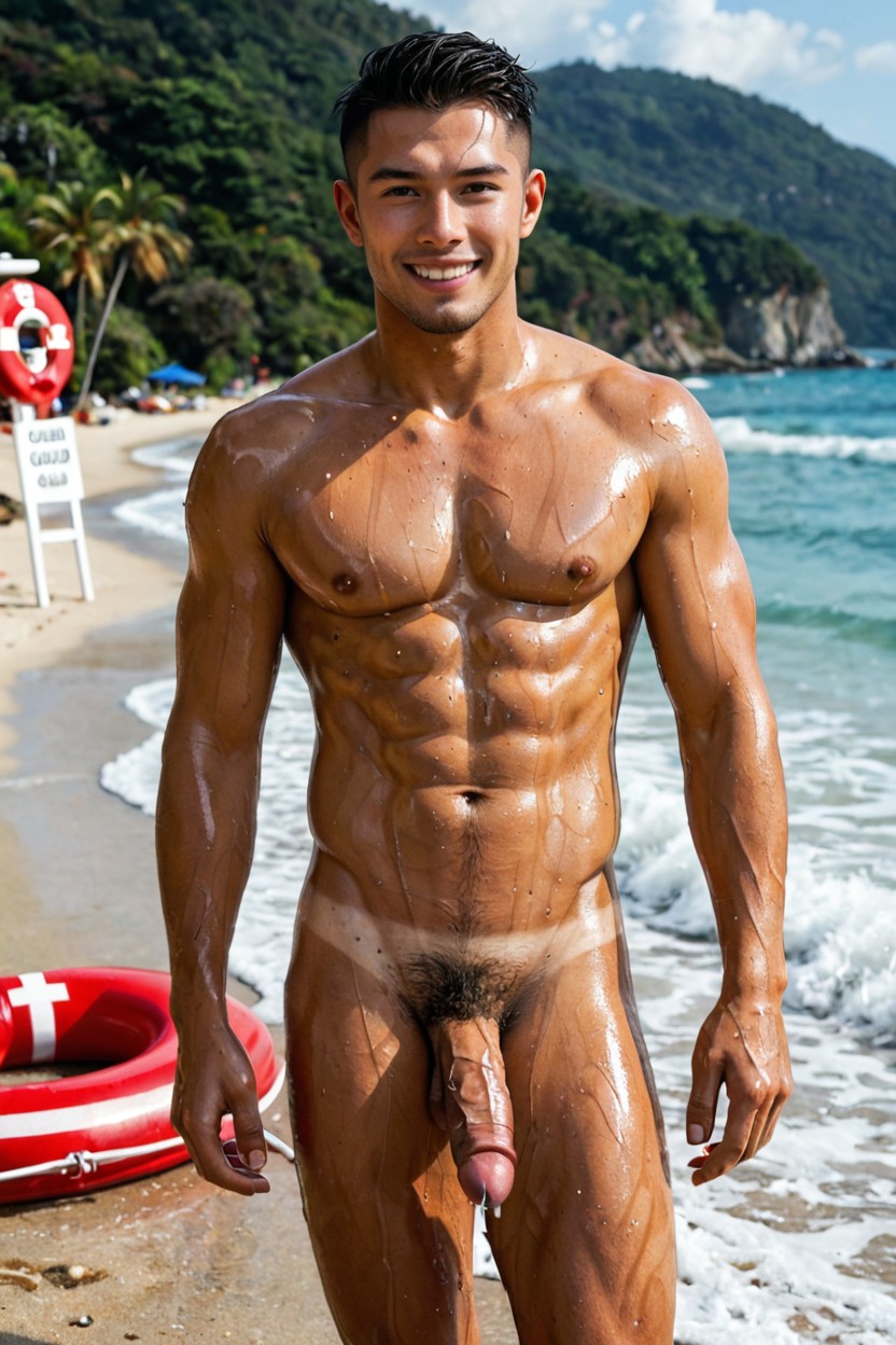 Buzzcut, Lifeguard, Medically Accurate Body Expressions AI Gay Porn