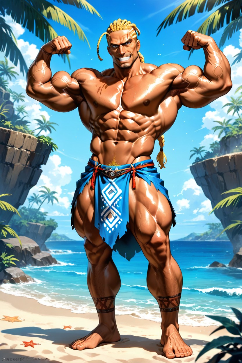 Ponytail, Manful, Brown Eyes Sharp Eyes AI Gay Porn