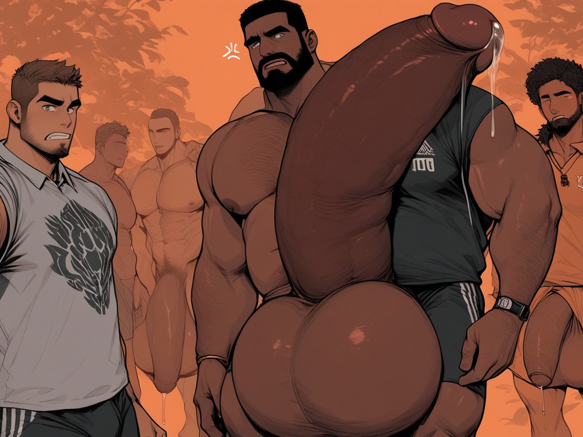 Tribal Group, Naked, Public AI Gay Porn
