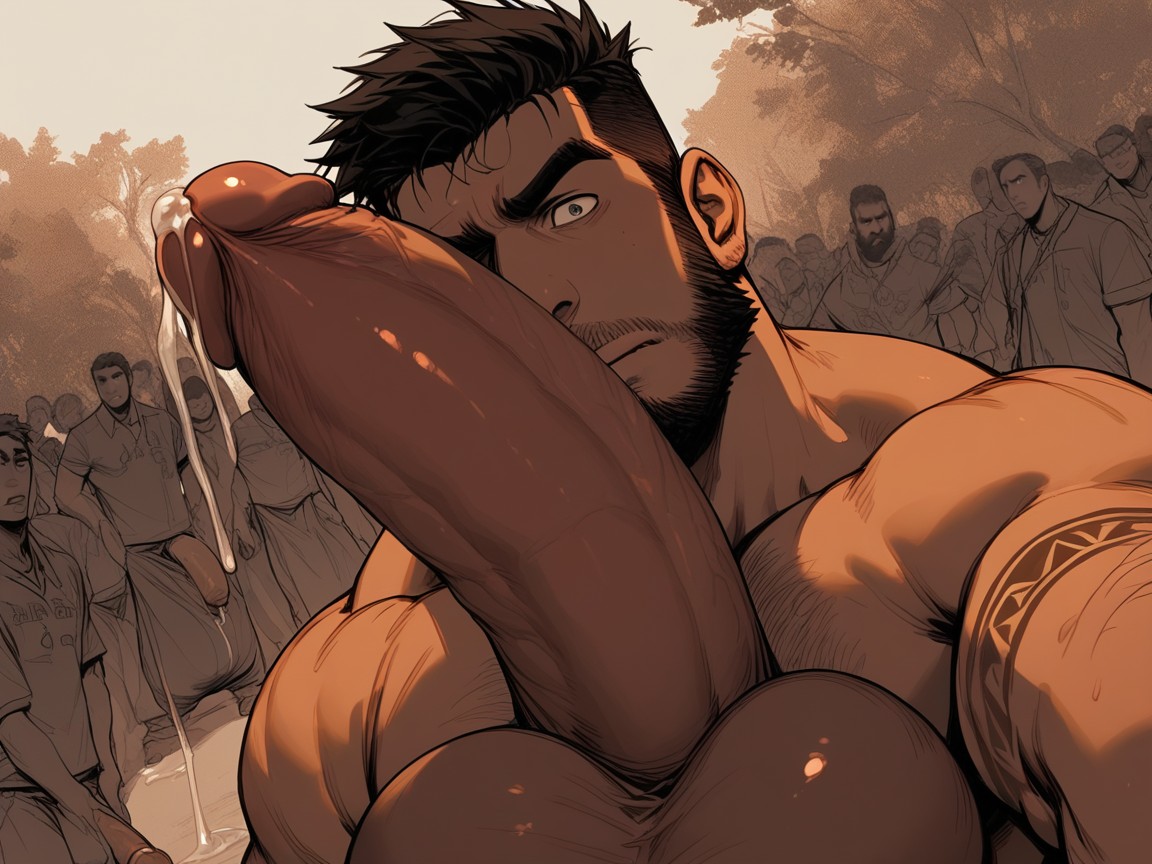 Holding Massive Gigantic Hyper Cock With Both Hands, Precum Sticking To Face And Clothes, Selfie AI Gay Porn