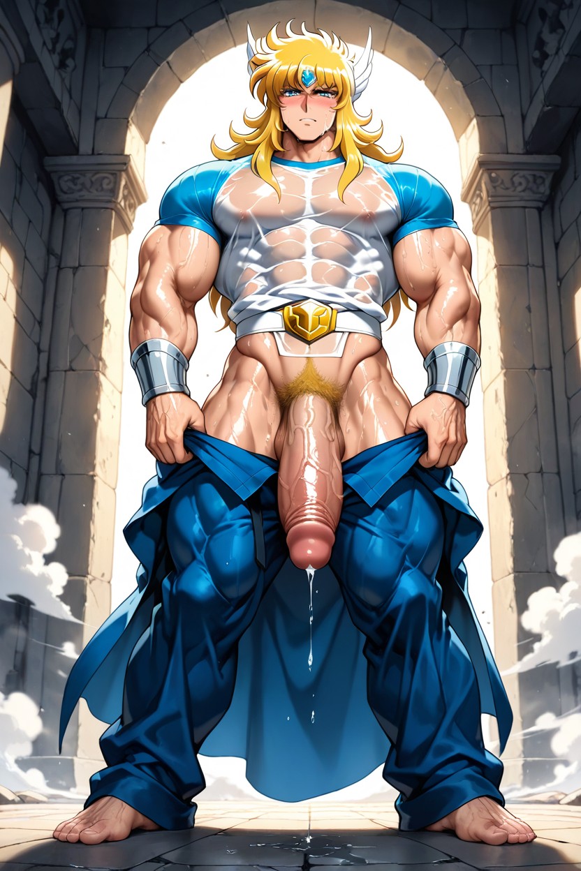 Yellow Hair, Big Dick, Veiny Muscle AI Gay Porn