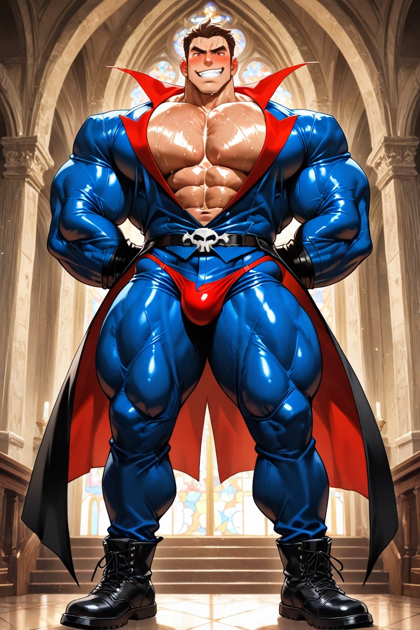 Muscle, Red Eyes, Tilted Angle AI Gay Porn