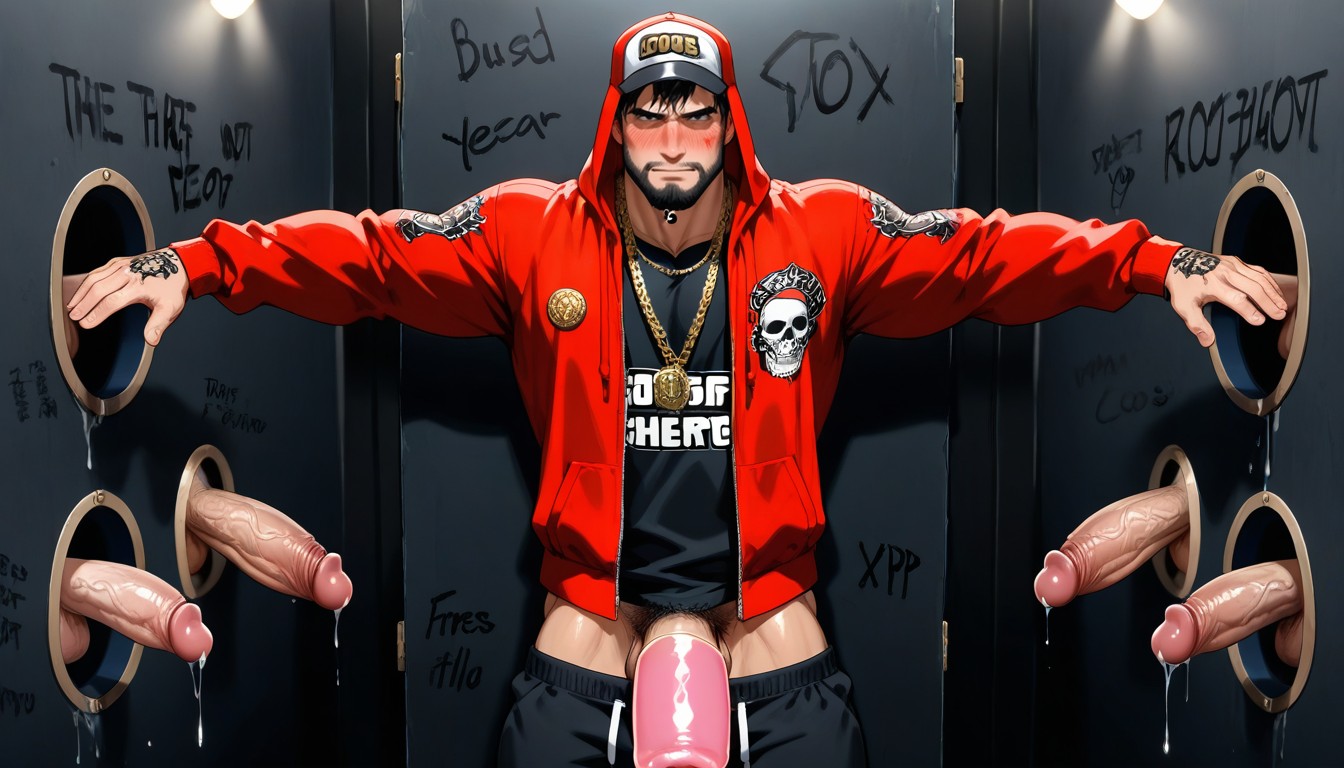 Pile Of White Powder On Dildo, Full Beard, Gold Chains AI Gay Porn