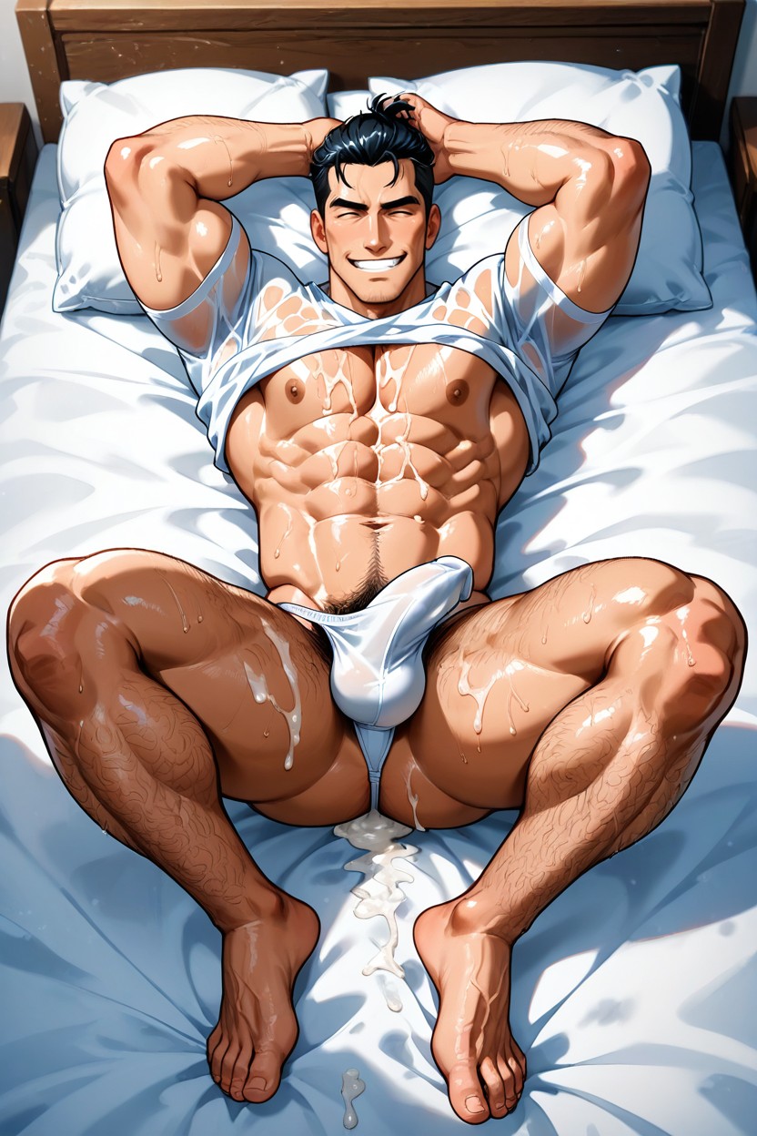Naughty Face, Lying In Bed, Shirtless AI Gay Porn