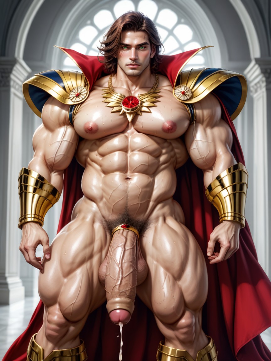 Fishnets, Burgundy Flying Floating Cape, Bangs AI Gay Porn