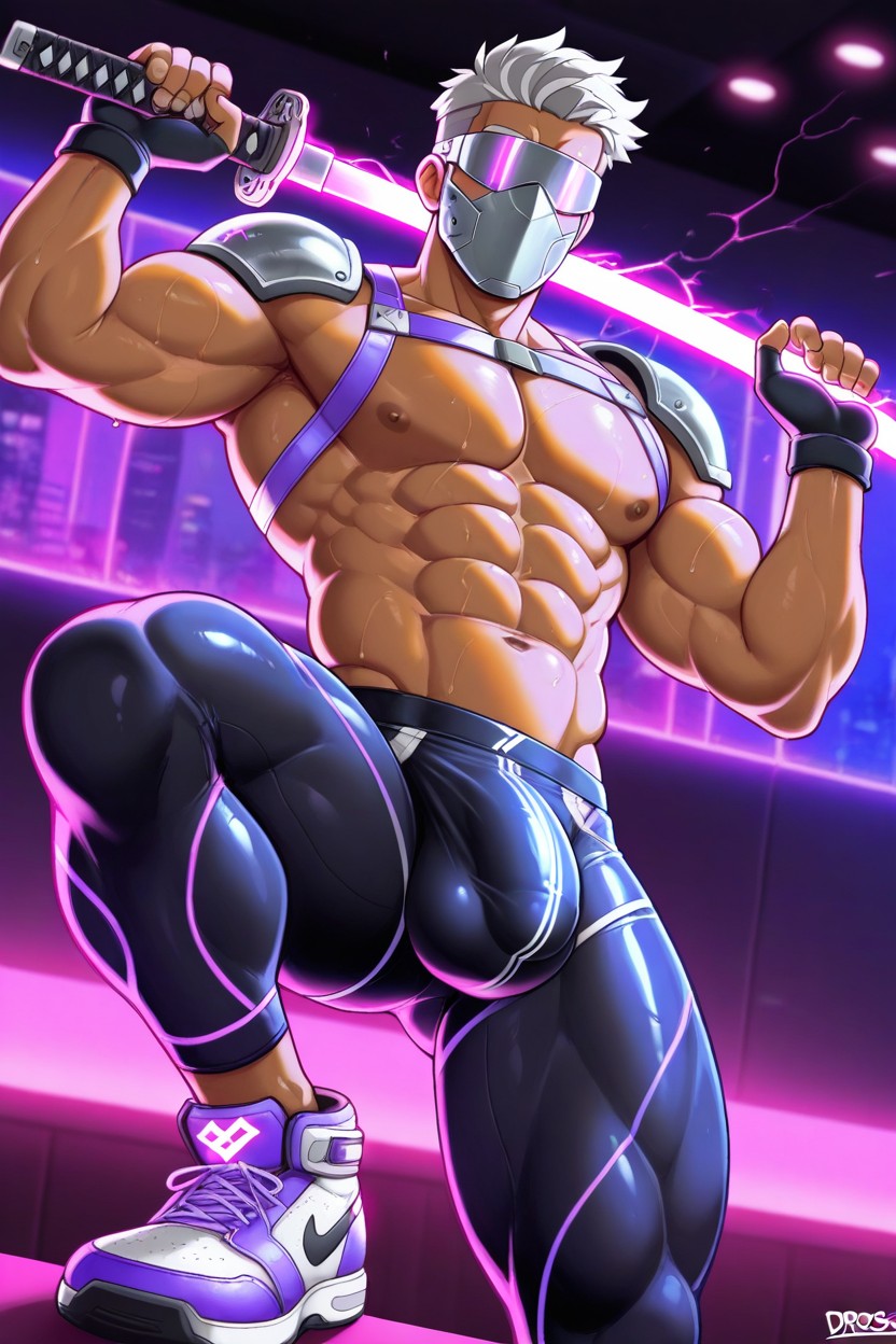 Dynamic Pose, Fit, Cybernetic Gloves AI Gay Porn