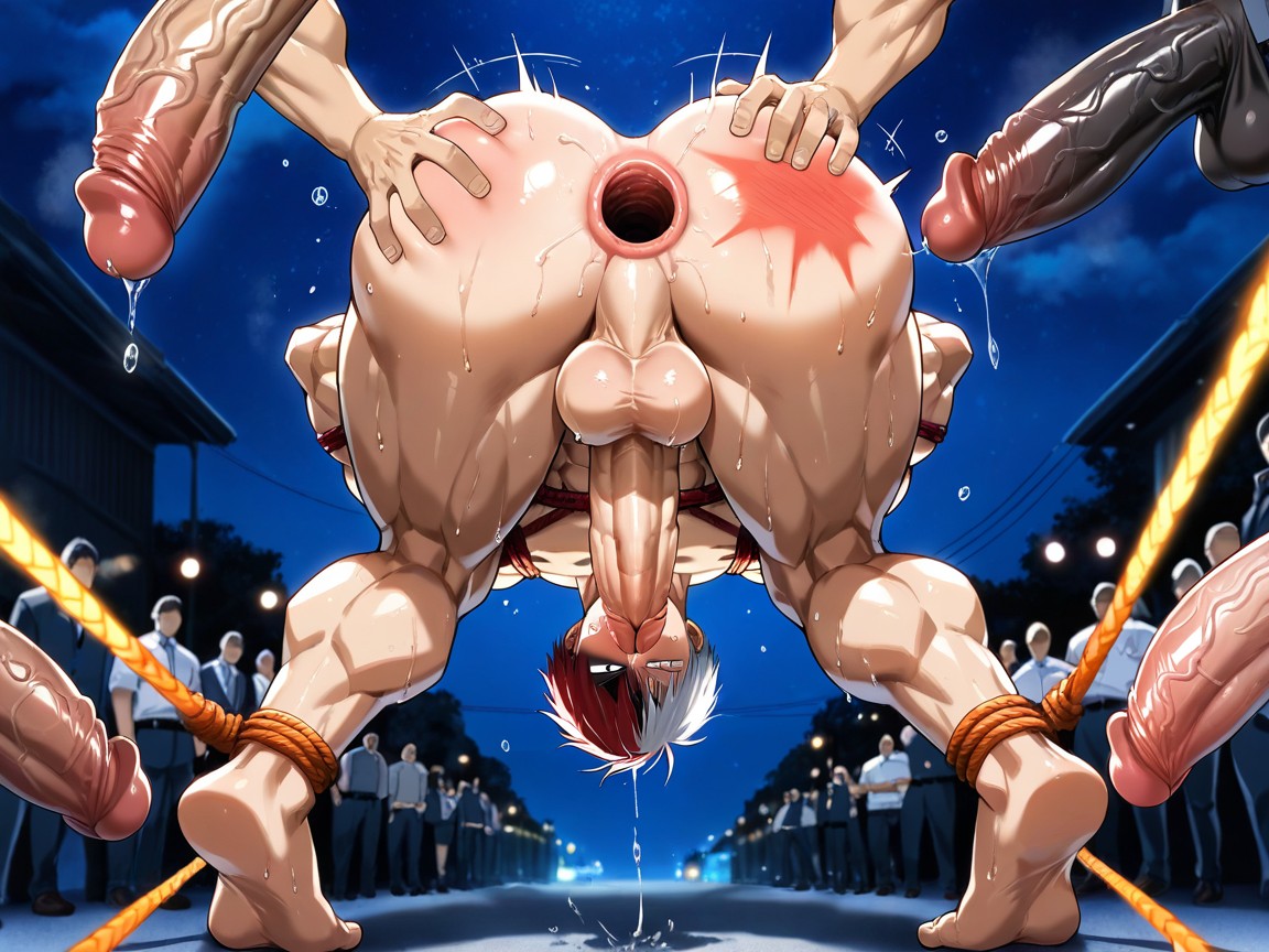 Hands Tied Behind Back, Male, Impossibly Long Hyper Penis AI Gay Porn
