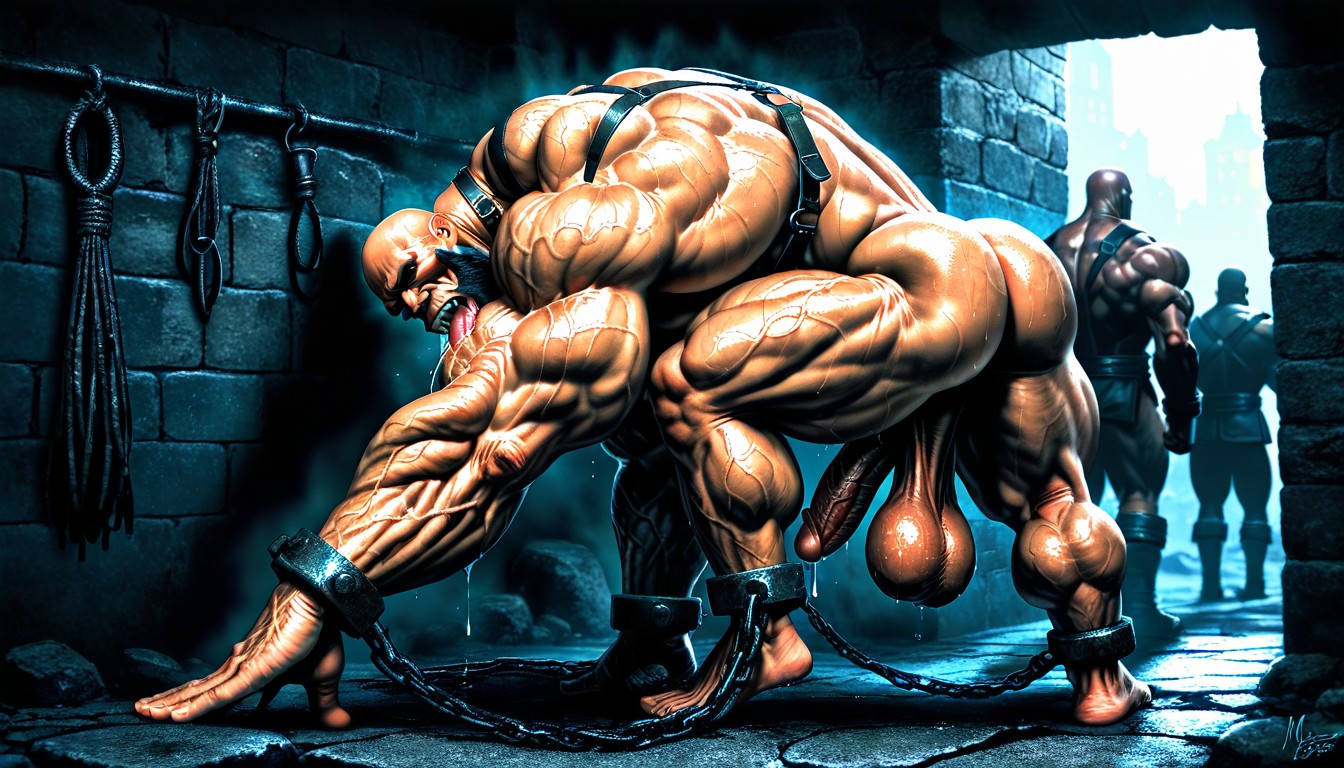 Sweaty Skin, Bodybuilder, Huge Neck AI Gay Porn