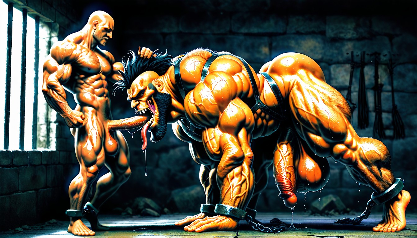 Muscle Structure, Shaved Penis, Rear View AI Gay Porn