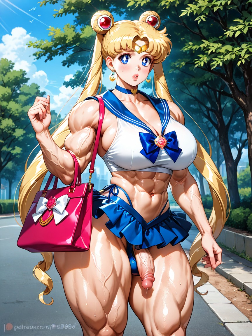 Sailor Fuku Tank Top, Manga-style, Muscular AI Gay Porn