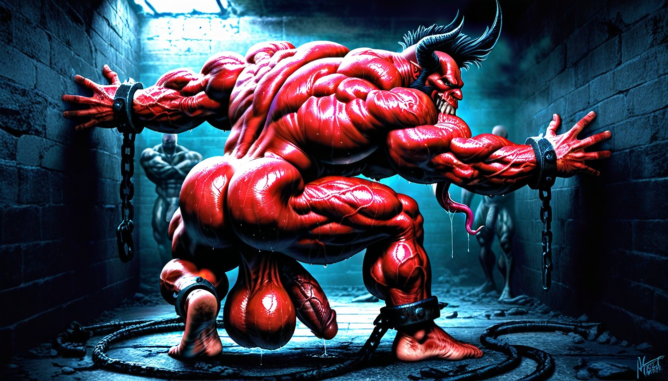Hyper Muscles, Huge Balls, Bodybuilder AI Gay Porn