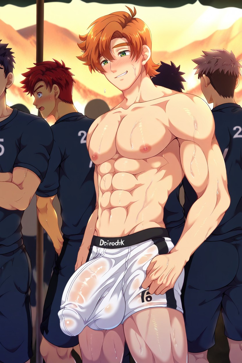 Sweaty, Naked, Mikkoukun Art Style AI Gay Porn