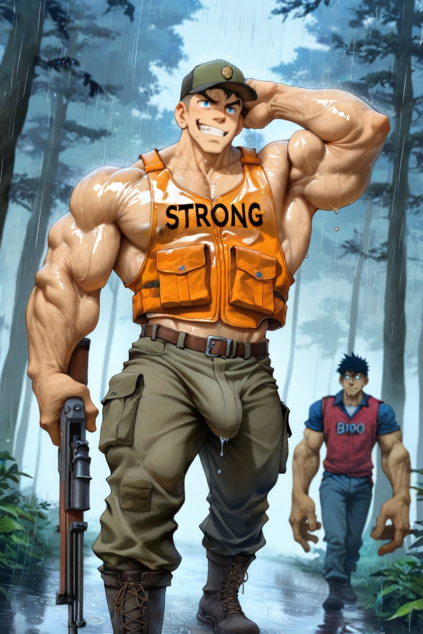 Rain, Massive Nipples, Strong Lines AI Gay Porn