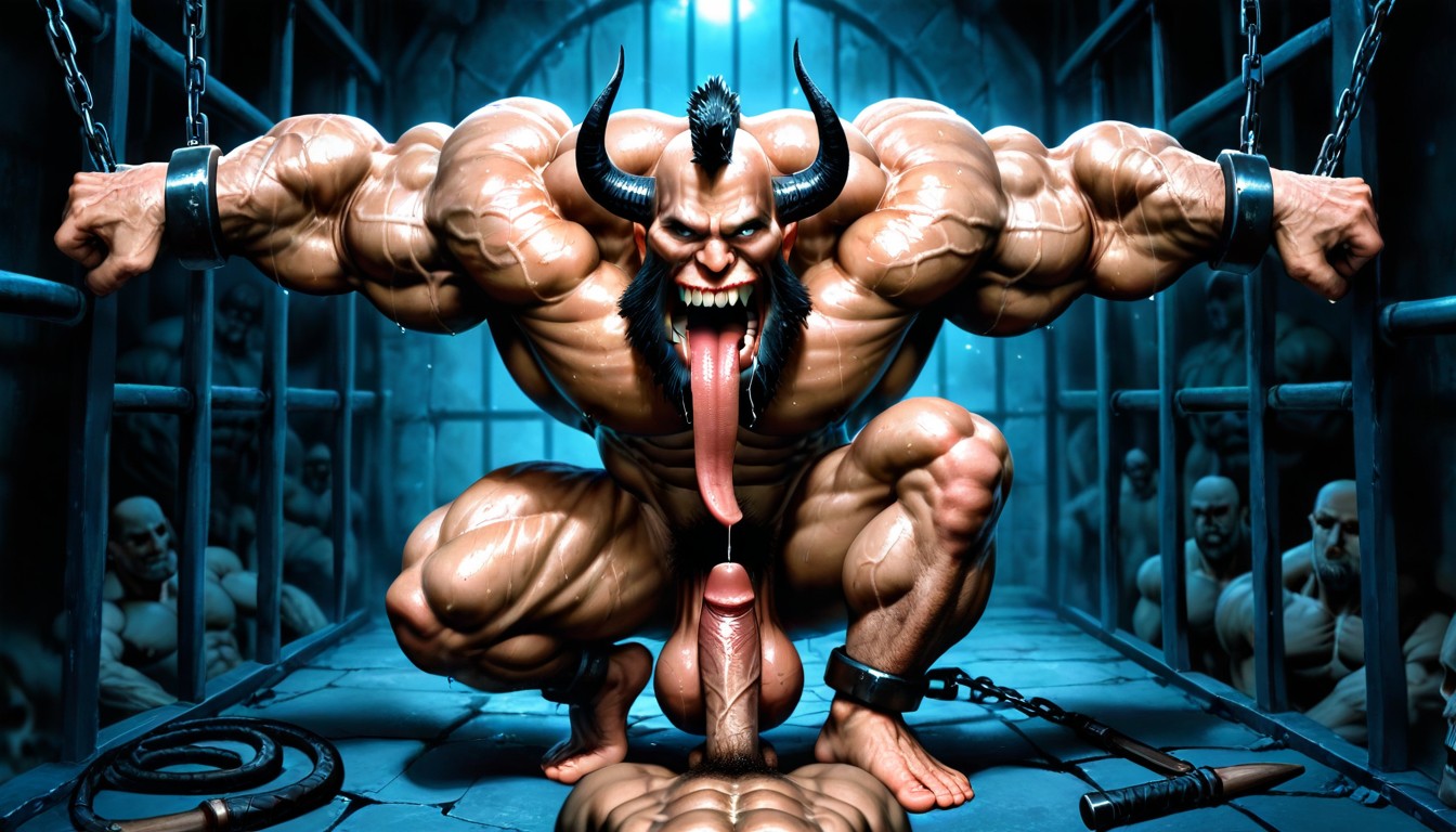 Hyper Calves, One Leg Bent, Bones And Skulls On Floor AI Gay Porn