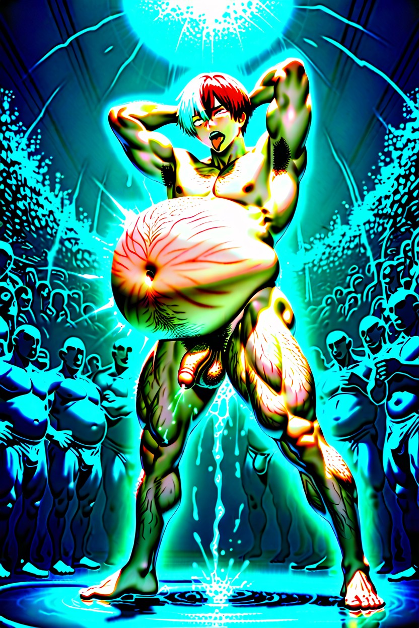 Many Men With Inflation Bellies, Belly Exploding From Inflation, Water Inflation AI Gay Porn