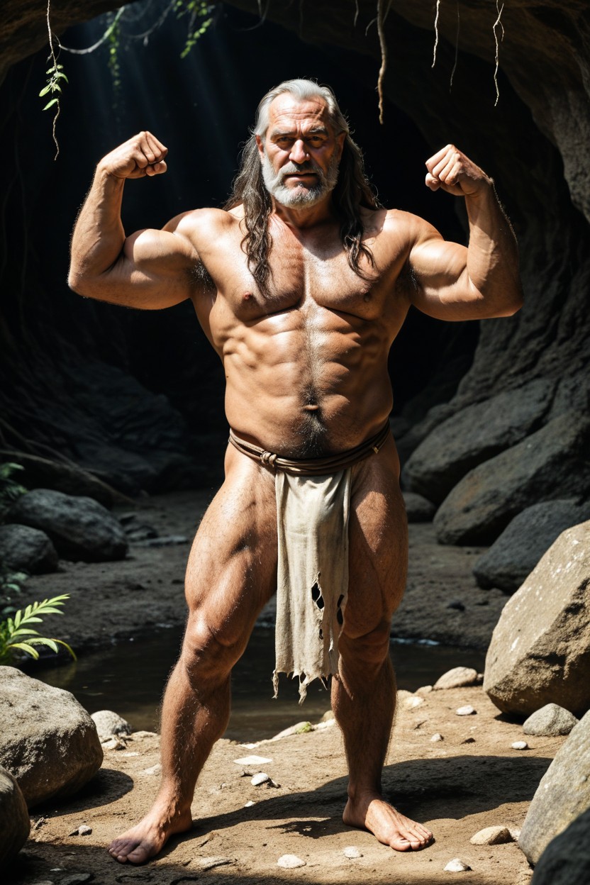 Muscular, Primal Daddy, Cro-magnon Man AI Gay Porn