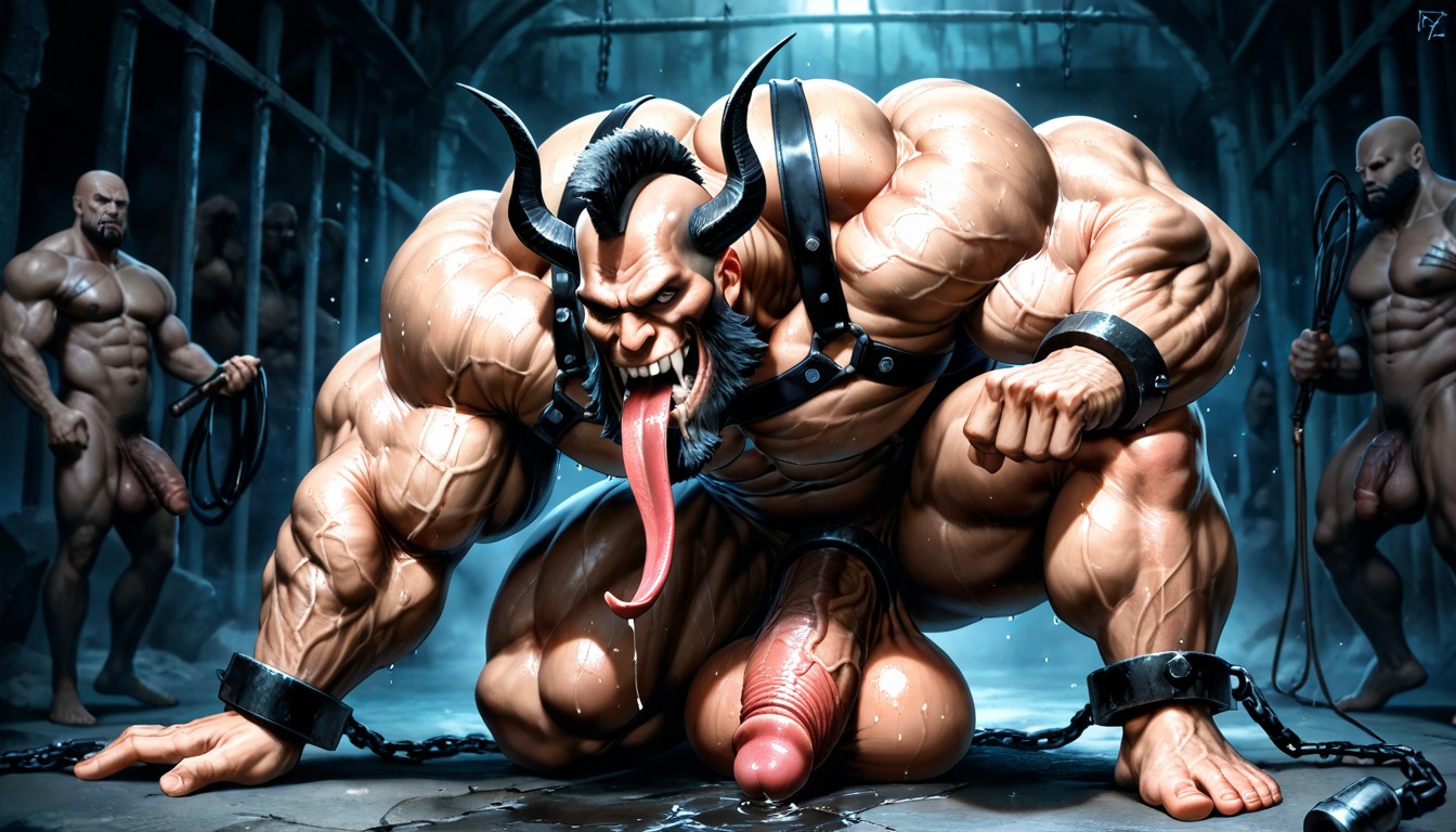 Bodybuilder, Drooling, Face Visible AI Gay Porn