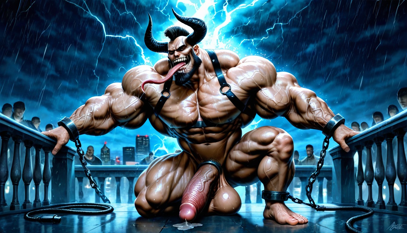 Long Tongue, Textured Muscles, Bald AI Gay Porn