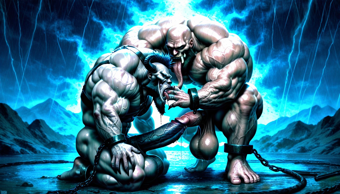 Detailed Muscles, Full Body, Mighty Warrior AI Gay Porn