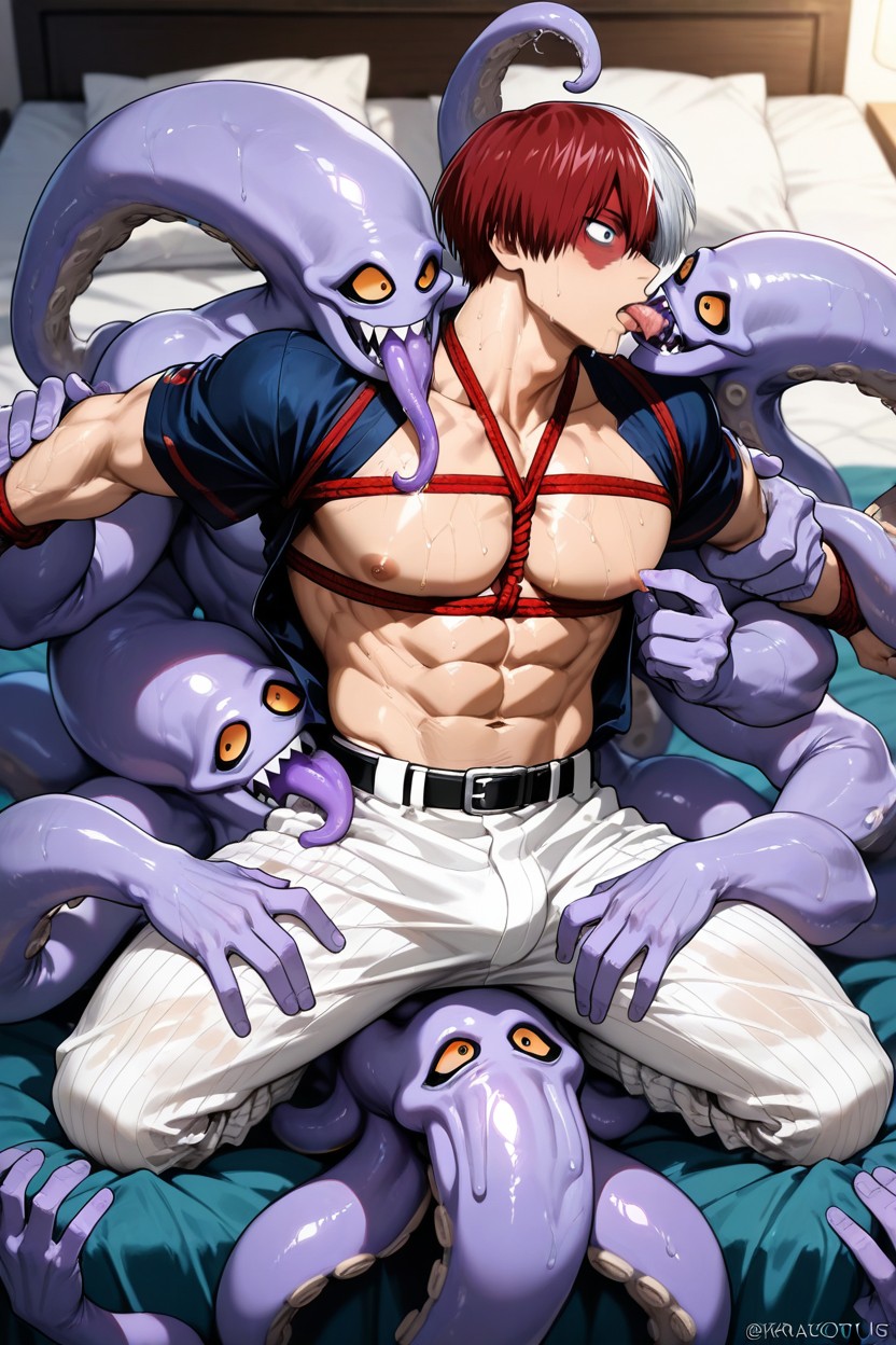 Krakens Licking Shouto Todoroki Asshole, Kraken Licking Shouto Todoroki’s Ass, Long White Retro Slouch Socks AI Gay Porn