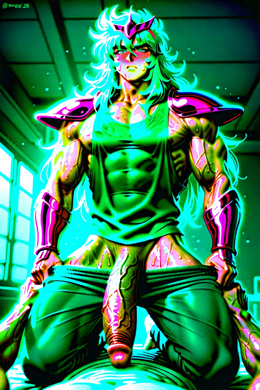 Thick Green Eyebrows, Looking At Viewer, Knights Of The Zodiac AI Gay Porn