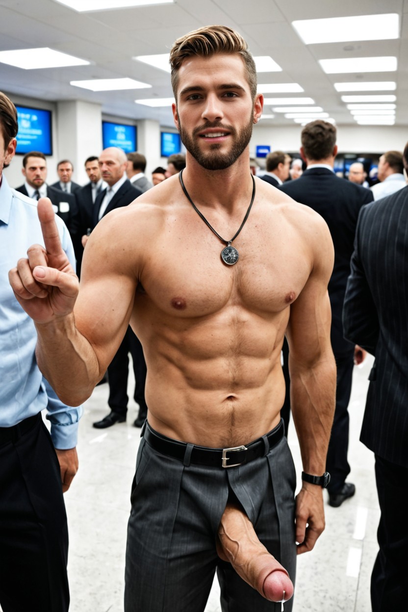 Embarassed, Humongous Uncut Dick Longer And Thicker Than Body, Many People AI Gay Porn