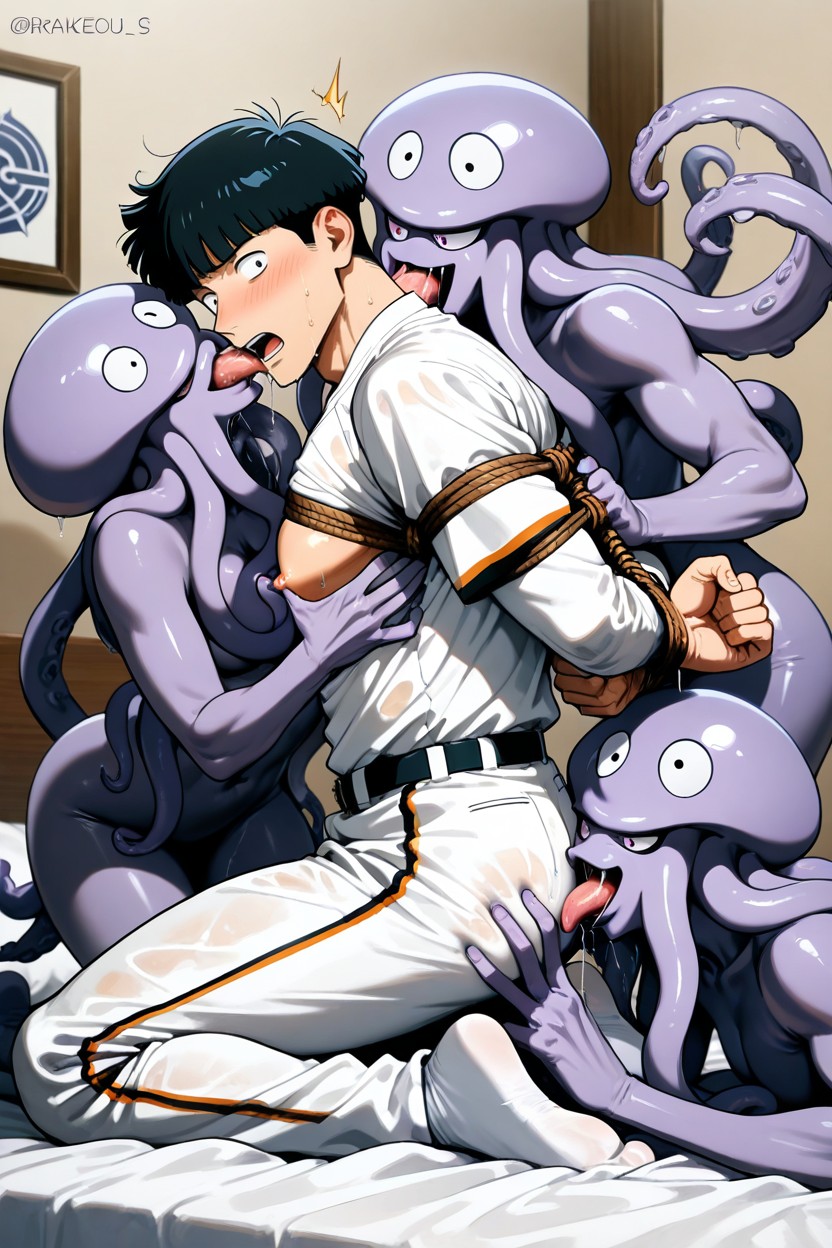 Multiple Hands Grabbing His Arms And Legs, Groping, Ferocious AI Gay Porn