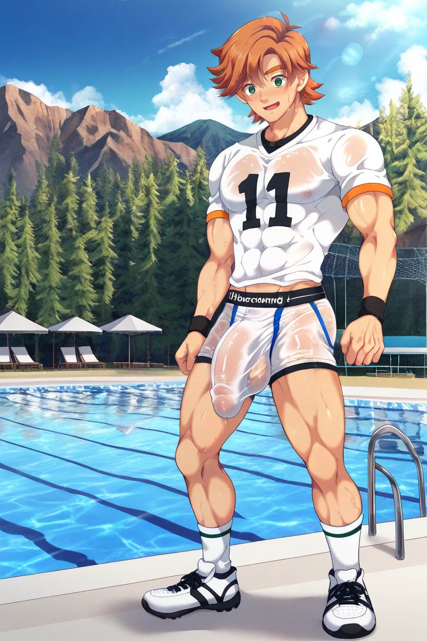 Penis Bulge, Yoichi Yukimura And Derek Springfield Standing Side By Side, Teasing Gaze AI Gay Porn