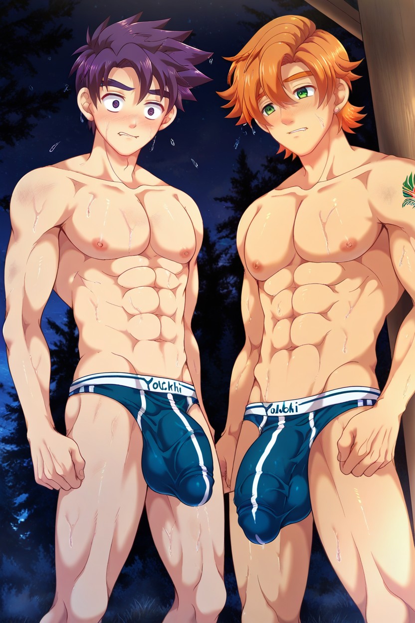 Yoichi Purple Hair, Sweaty, Filthy Skin AI Gay Porn