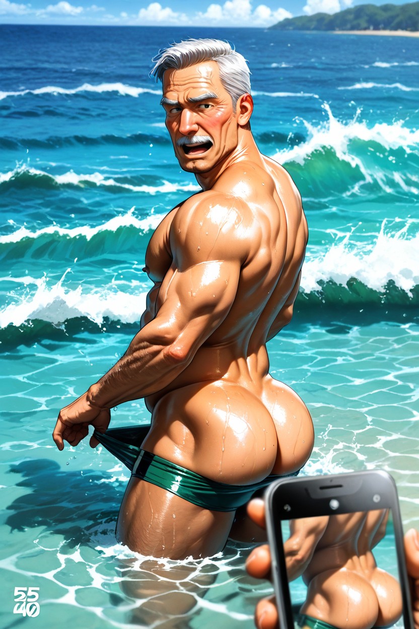 Sea, Soft Cock, Exposed Flaccid Cock AI Gay Porn