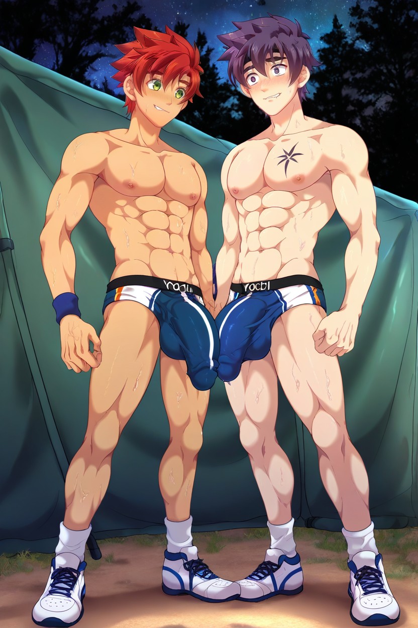 Visible Outline, Derek Red Hair, Yoichi Purple Hair AI Gay Porn