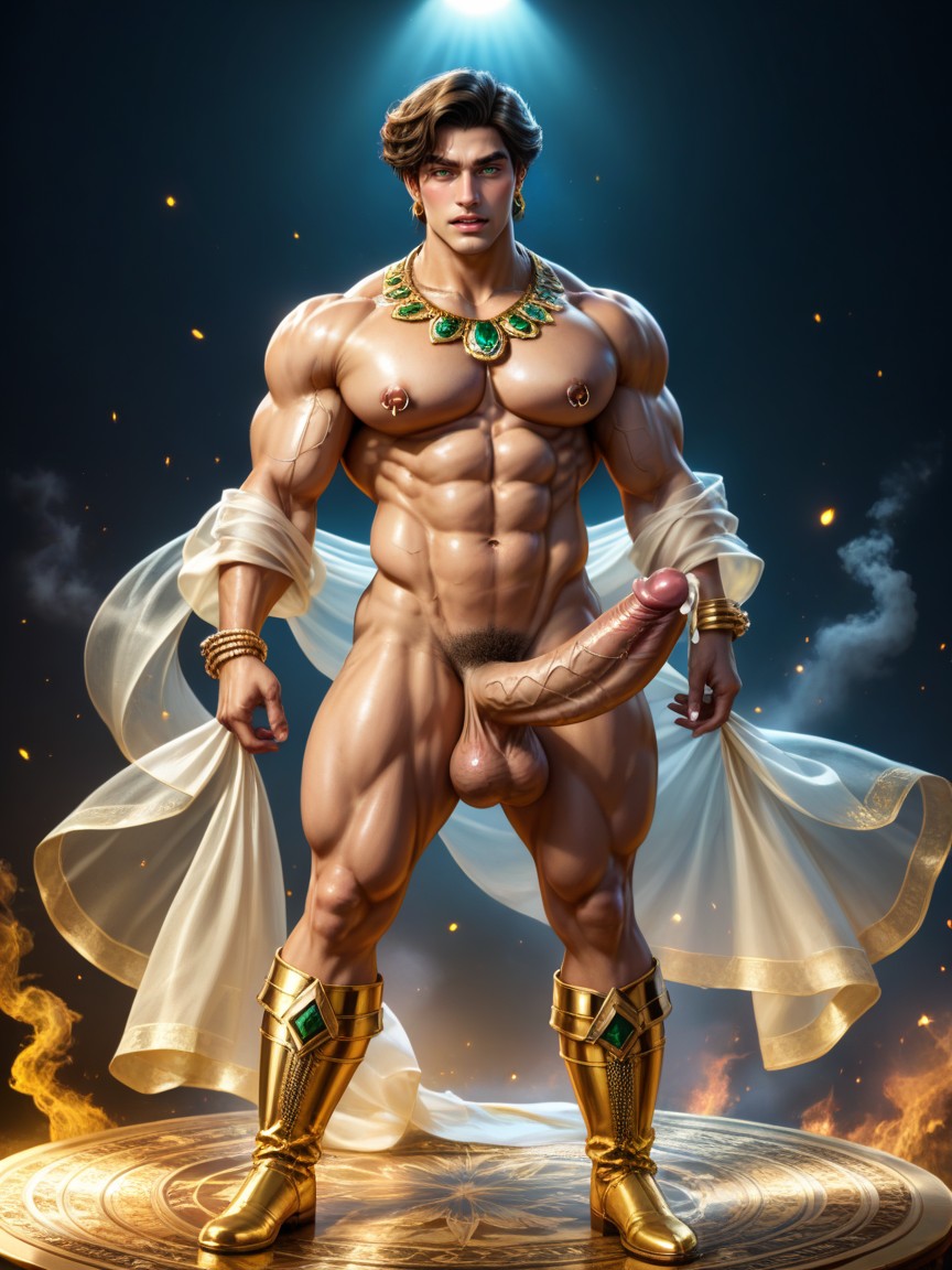 Naked, Very Short Hair, Golden Bracelets And Rings AI Gay Porn