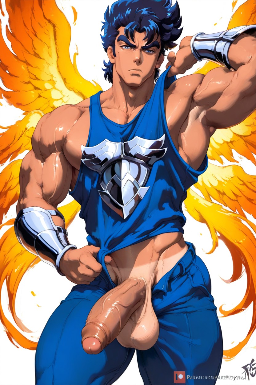 Knights Of The Zodiac, Blue Pants, Navy Blue Hair AI Gay Porn