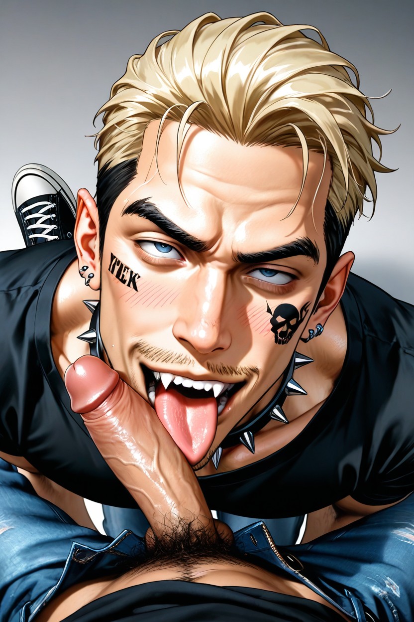 Tongue Out, Biting Penis, Small AI Gay Porn