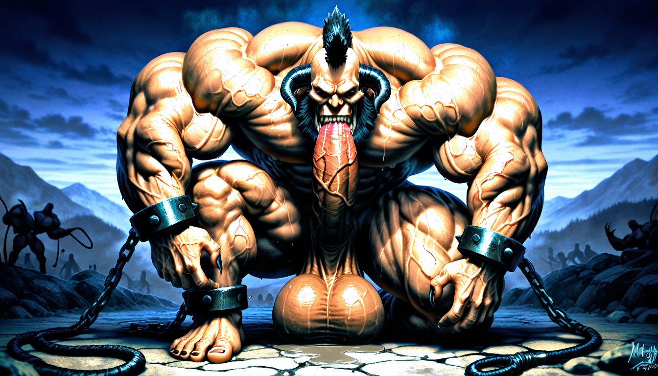 One Leg Bent, Thick Eyebrowns, Correct Anatomy AI Gay Porn