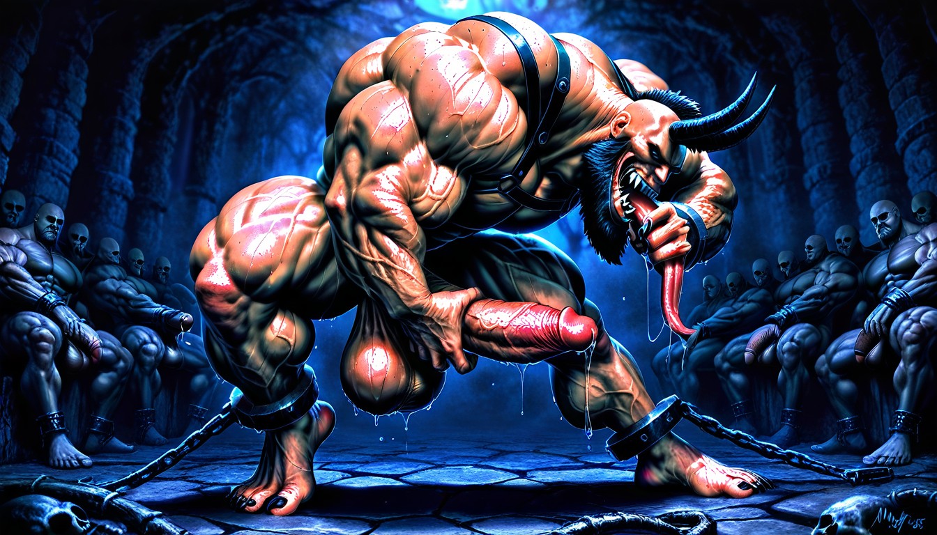 Low Hanging Balls, Harem, Muscular Pecs AI Gay Porn
