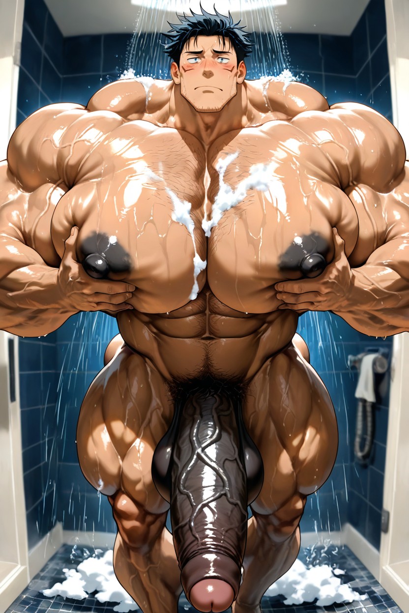 Tall Muscular Physique, Testicles, Oversized Muscles AI Gay Porn