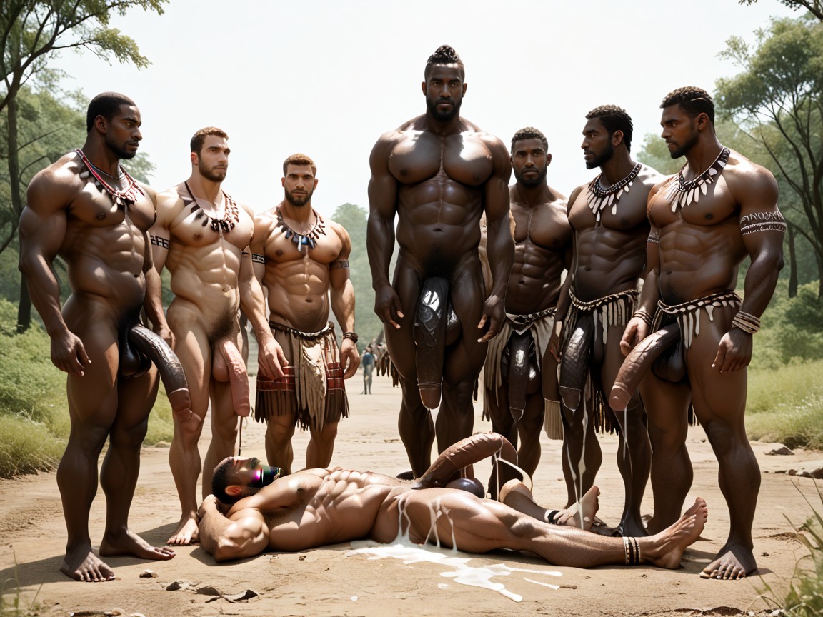African Penis Extends Forward A Distance Of Six Feet, Impossible Surreal Oversized African Megadick, 側躺 AI同性戀黃片
