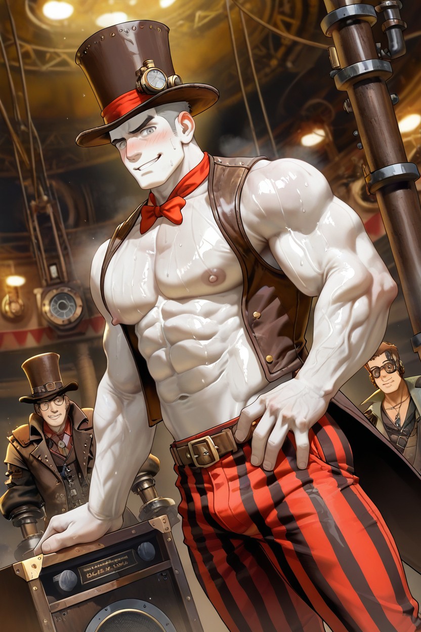 Sweating, Light Grey Eyes, 18+ ゲイAIポルノ