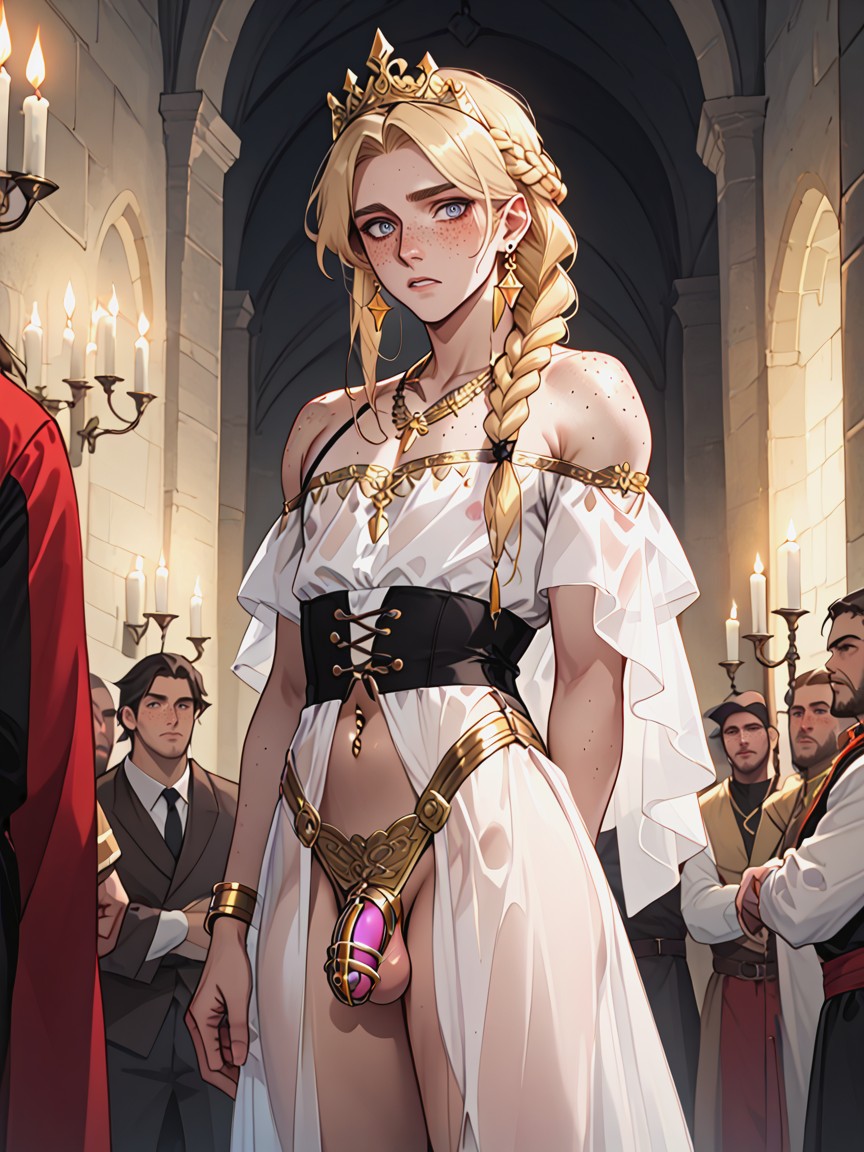 Many People Around, Lots Of Gold Jewelry, In A Medieval Castle AI同性戀黃片