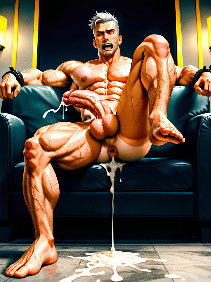 Overdeveloped Hyper Veiny Extremely Defined Hard Muscular Male Body, Wet Dick, Detailed AI同性戀黃片