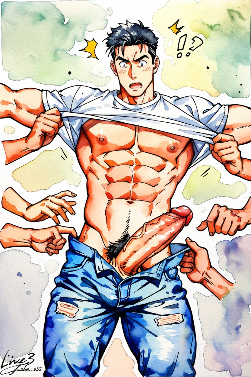 非常に大きい, Shirt Lift, Dark Simple Background ゲイAIポルノ