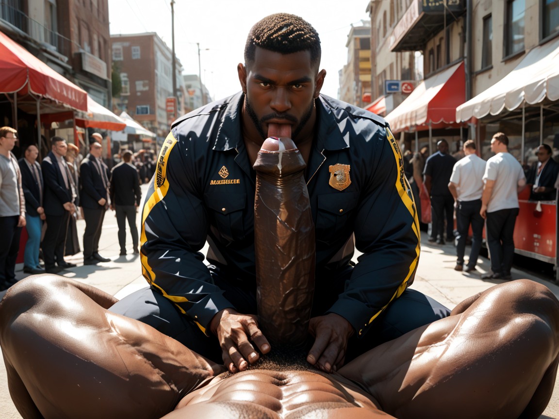 Masculine, Penis Longer And Thicker Than Body, Impossible Surreal Oversized African Megadick ゲイAIポルノ