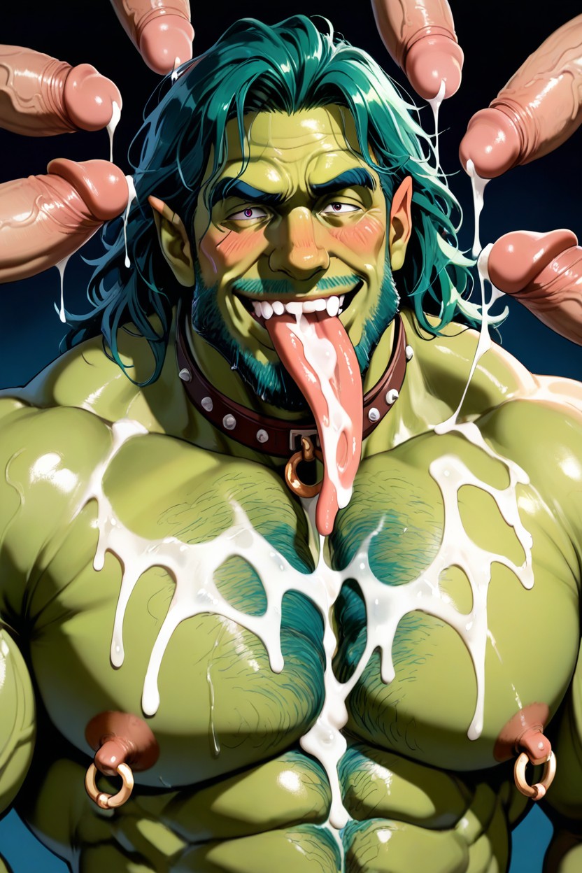 Blushing, Cum On Hand, Green Skin Porno IA Gay
