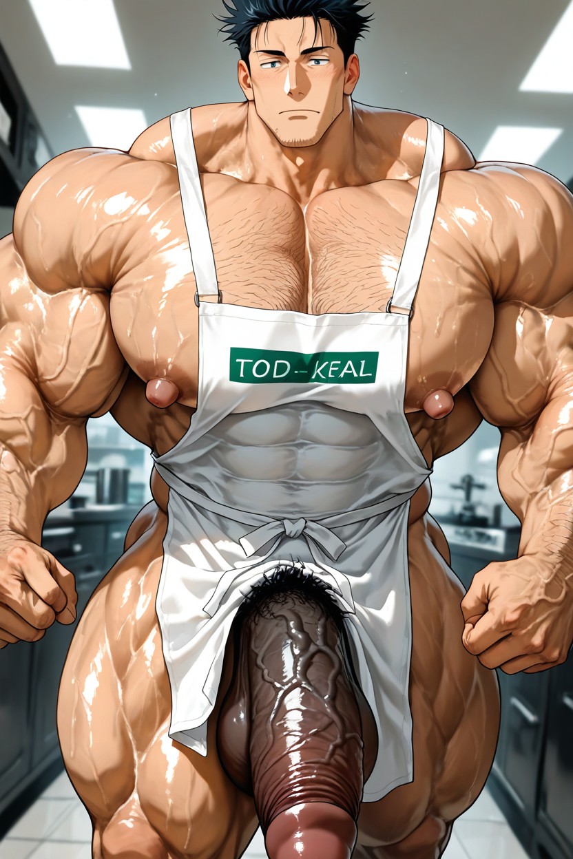 Gigantic Long Penis, バストショット, Hyper-muscular ゲイAIポルノ