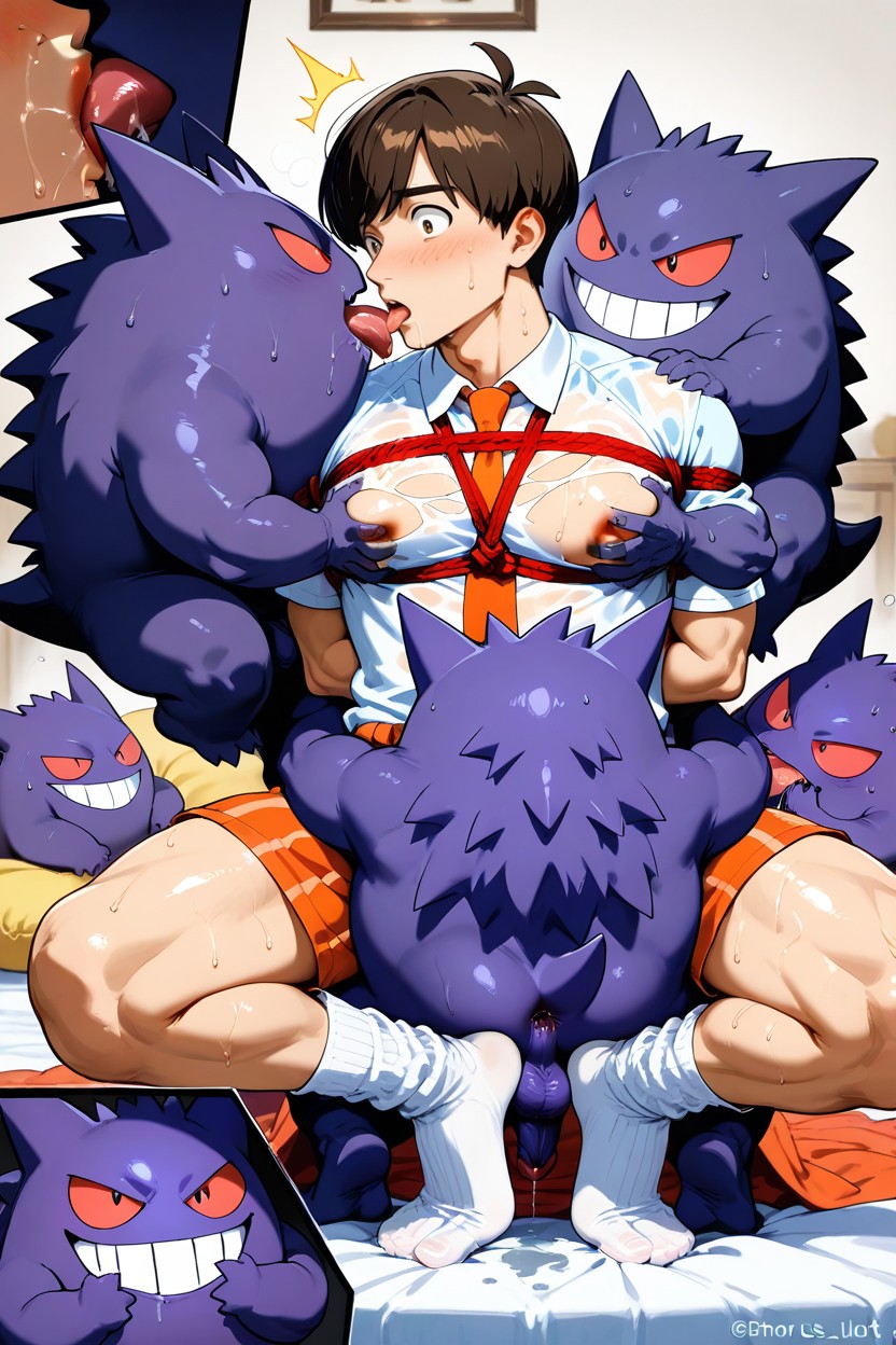 Gengar Covering Florian’s Mouth, Gengar Eating Ass, Wet AI Gay Porn