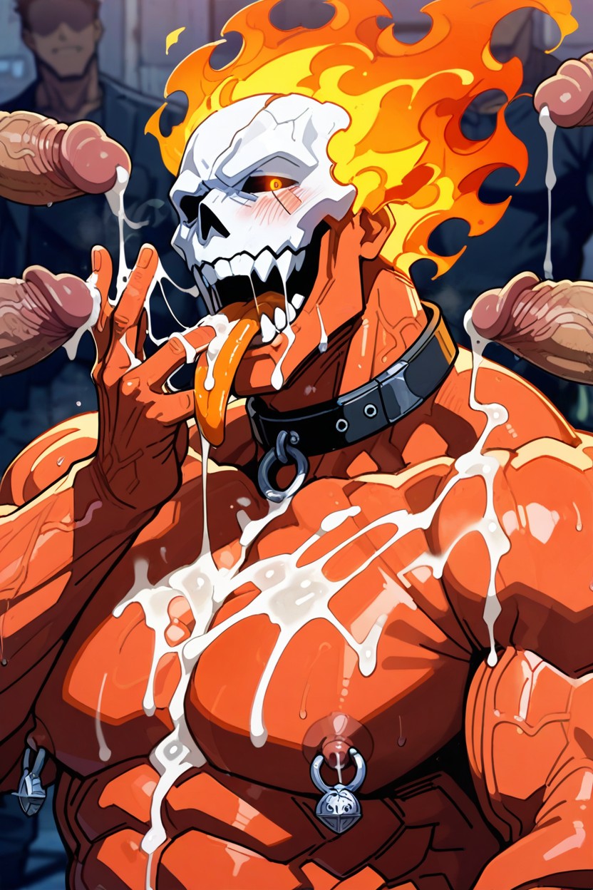 High Detailed, Focus On Face And Pecs, Flame Body Porno IA Gay