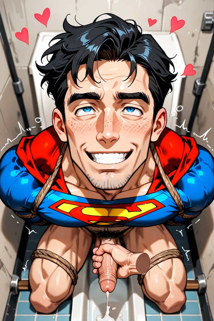 Superman Outfit, Masculine Jawline, Medium AI Gay Porn