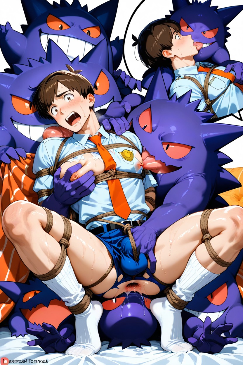 Shibari, No Logo, Face Sitting On Gengar Pornografia gay com IA